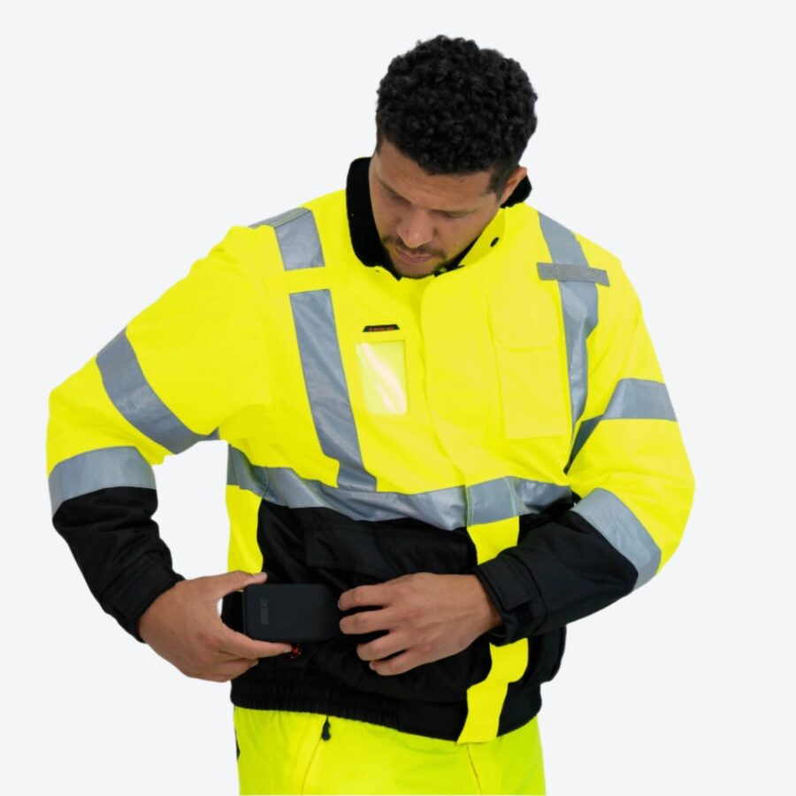 Kazalia Men’s High-Vis Safety Jacket – Reflective Workwear Coat - Image 3