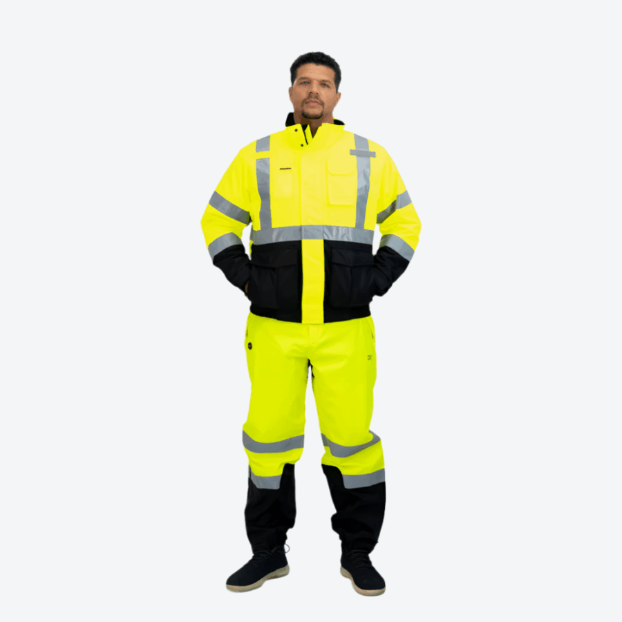 Kazalia Men’s High-Vis Safety Jacket – Reflective Workwear Coat - Image 4